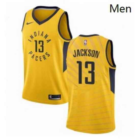 Mens Nike Indiana Pacers 13 Mark Jackson Swingman Gold NBA Jersey Statement Edition